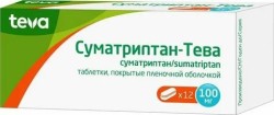 Суматриптан-Тева, таблетки покрытые пленочной оболочкой 100 мг 12 шт